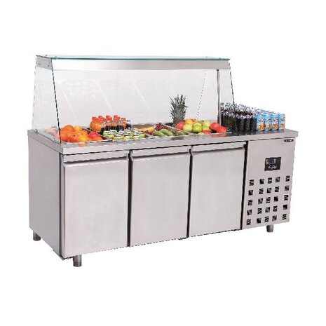 Combisteel Saladette 3 deuren 4x 1 1 gn pan | 7489.5155 Combisteel Saladette 3 deuren 4x 1 1 gn pan | 7489.5155