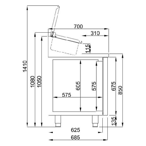 Combisteel Saladette 3 deuren 10x 1 3gn pan | 7489.5145 Combisteel Saladette 3 deuren 10x 1 3gn pan | 7489.5145