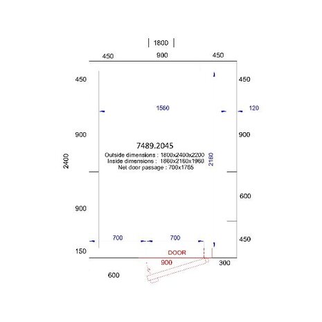 Combisteel Koel vriescel 1800x2400x2200 - 120 mm | 7489.2045 Combisteel Koel vriescel 1800x2400x2200 - 120 mm | 7489.2045