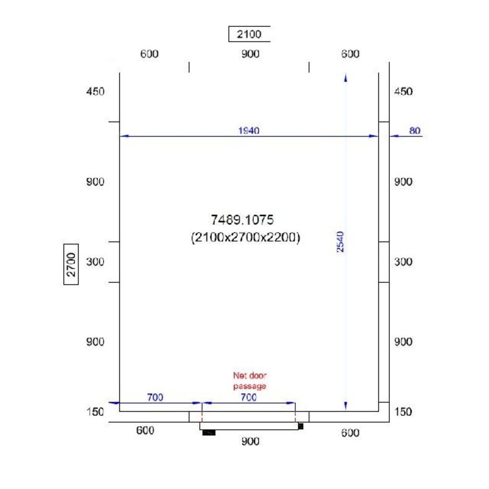 Combisteel Koel vriescel 2100x2700x2200 | 7489.1075