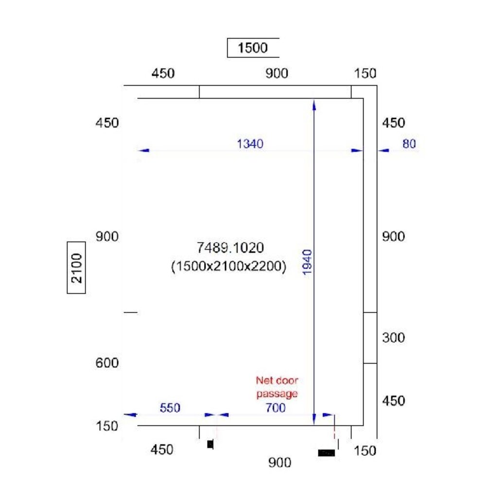 Combisteel Koel vriescel 1500x2100x2200 | 7489.1020 Combisteel Koel vriescel 1500x2100x2200 | 7489.1020