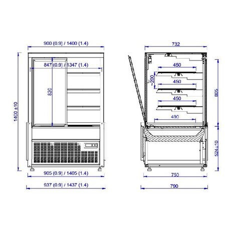 Combisteel Koelvitrine nero 1.4 | 7486.0095 Combisteel Koelvitrine nero 1.4 | 7486.0095