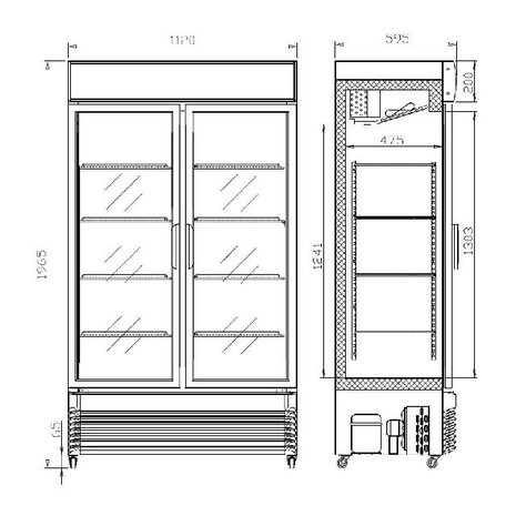 Combisteel Koelkast schuif glasdeuren bez-750 sl | 7455.1395 Combisteel Koelkast schuif glasdeuren bez-750 sl | 7455.1395