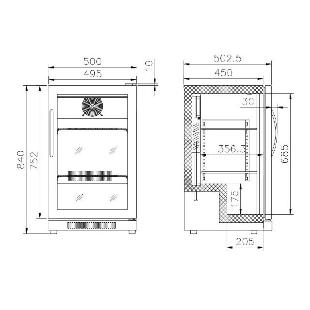Combisteel Barkoeler zwart 1 volledige glasdeur | 7455.1301 Combisteel Barkoeler zwart 1 volledige glasdeur | 7455.1301