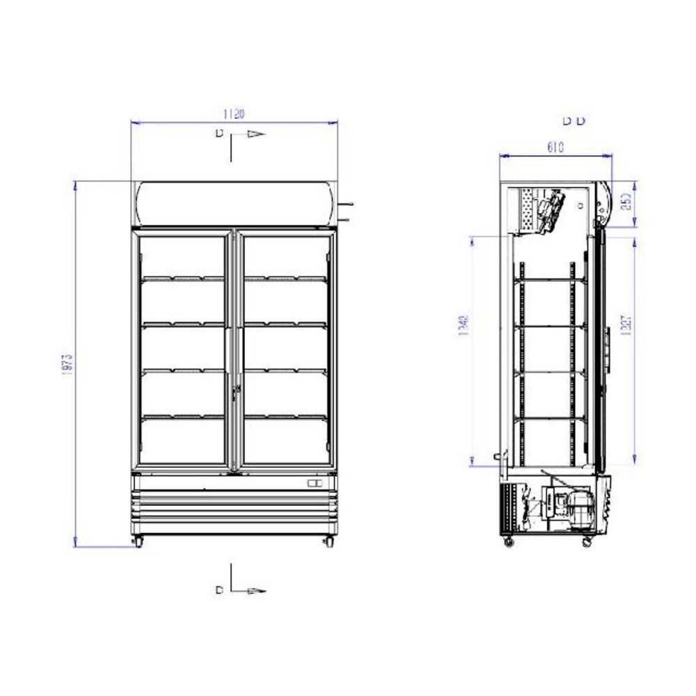 Combisteel Koelkast 2 glasdeuren fcu-750 | 7455.2105