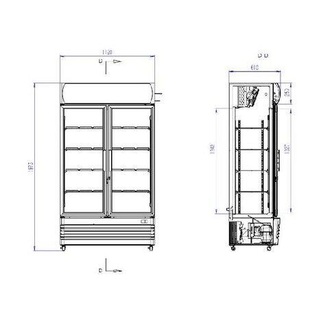 Combisteel Koelkast 2 glasdeuren fcu-750 | 7455.2105