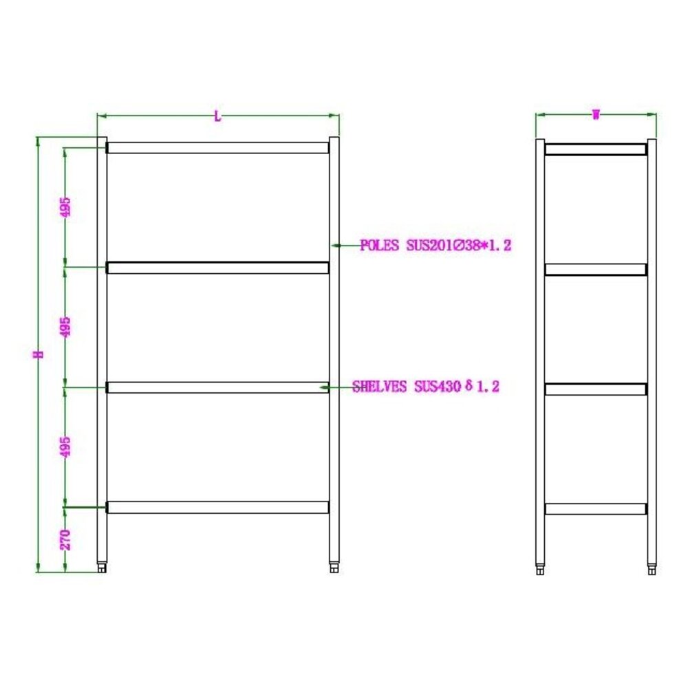 Combisteel Stelling 4 levels demontabel 1000 | 7490.0240 Combisteel Stelling 4 levels demontabel 1000 | 7490.0240