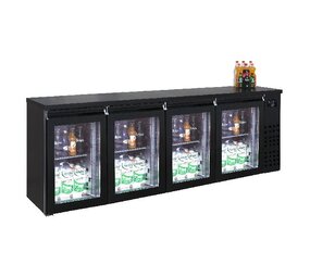 Combisteel Barkoeler zwart 4 glasdeuren Combisteel Barkoeler zwart 4 glasdeuren