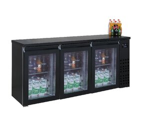 Combisteel Barkoeler zwart 3 glasdeuren Combisteel Barkoeler zwart 3 glasdeuren