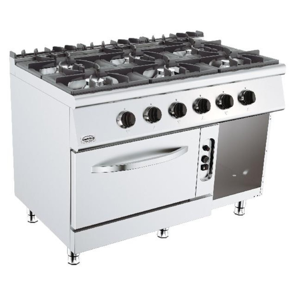 Combisteel Base 700 gasfornuis 6 br. met gasoven | 7178.0420
