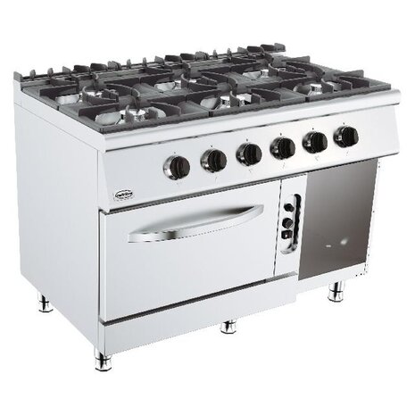 Combisteel Base 700 gasfornuis 6 br. met gasoven | 7178.0420
