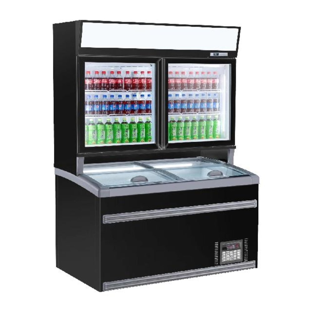 Combisteel Wandvrieskast zwart 2 glasdeuren | 7455.2530 Combisteel Wandvrieskast zwart 2 glasdeuren | 7455.2530