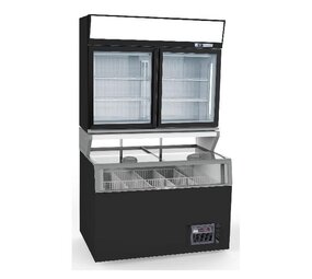 Combisteel Wand koel vries combi zwart 2 glasdeuren