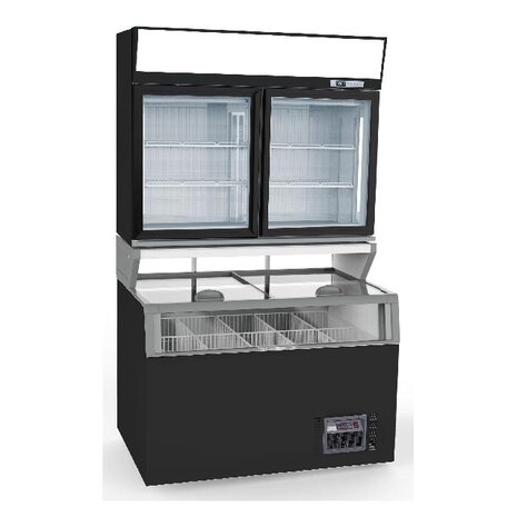 Combisteel Wand koel vries combi zwart 2 glasdeuren | 7455.2510