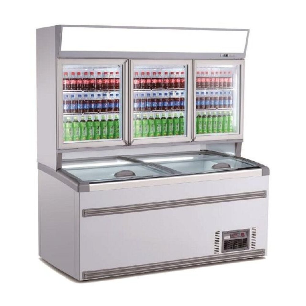 Combisteel Wand koel vries combi wit 3 glasdeuren | 7455.2505