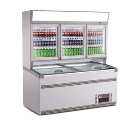 Combisteel Wand koel vries combi wit 3 glasdeuren