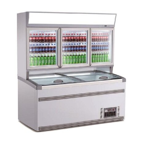 Combisteel Wand koel vries combi wit 3 glasdeuren | 7455.2505