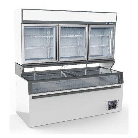 Combisteel Wand koel vries combi wit 3 glasdeuren | 7455.2505