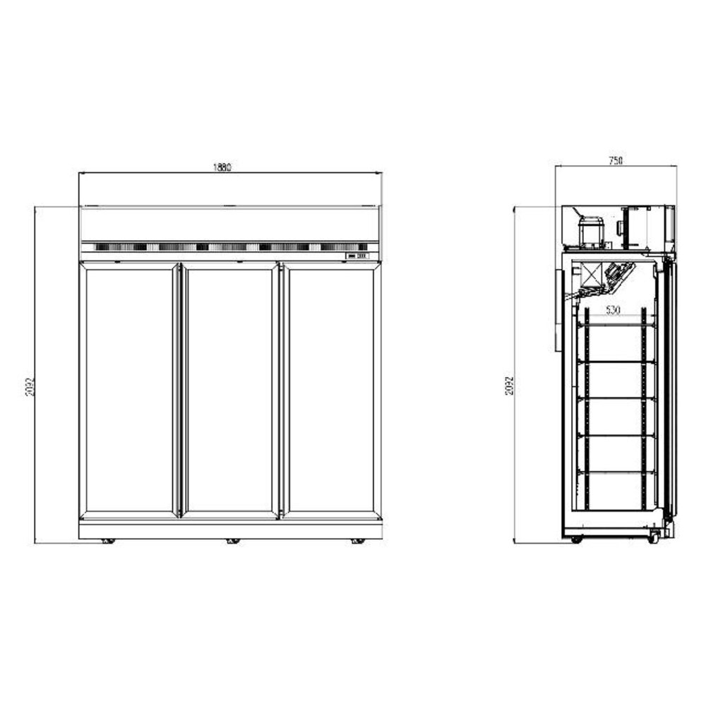 Combisteel Vrieskast 3 glasdeuren ins-1530f | 7455.2430 Combisteel Vrieskast 3 glasdeuren ins-1530f | 7455.2430