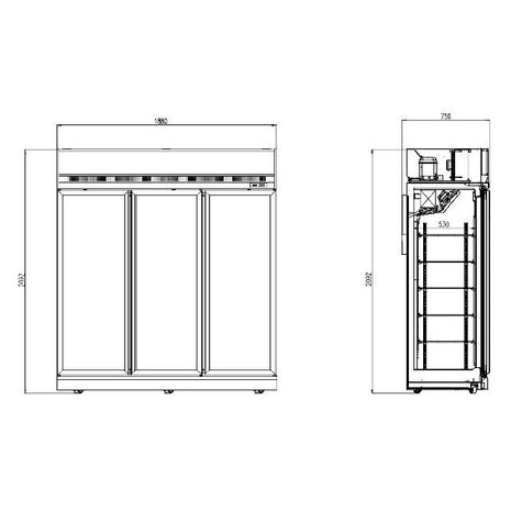 Combisteel Vrieskast 3 glasdeuren ins-1530f | 7455.2430 Combisteel Vrieskast 3 glasdeuren ins-1530f | 7455.2430