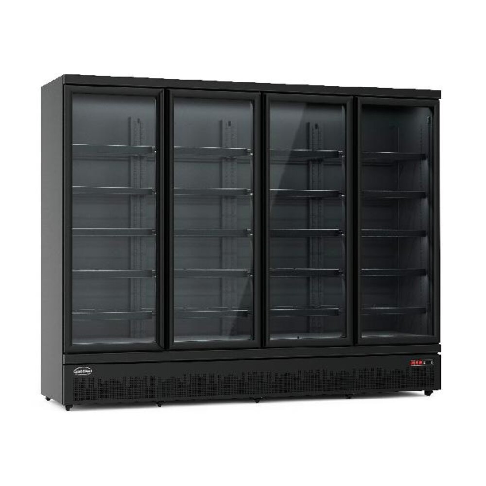 Combisteel Koelkast 4 glasdeuren zwart jde-2025r bl  *transport op aanvraag* | 7455.2240