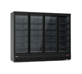 Combisteel Koelkast 4 glasdeuren zwart jde-2025r bl  *transport op aanvraag*