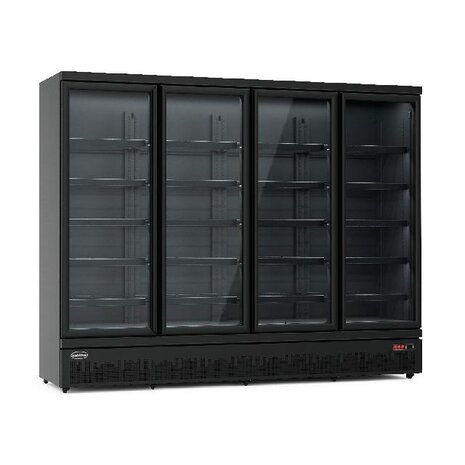 Combisteel Koelkast 4 glasdeuren zwart jde-2025r bl  *transport op aanvraag* | 7455.2240