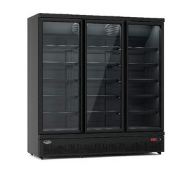 Combisteel Koelkast 3 glasdeuren zwart jde-1530r bl