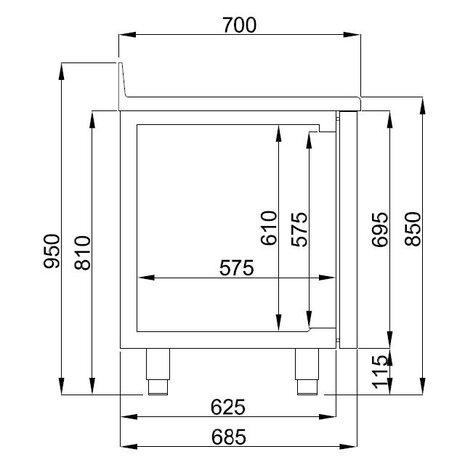 Combisteel 700 koelwerkbank rand 4 deuren mono block | 7489.5410 Combisteel 700 koelwerkbank rand 4 deuren mono block | 7489.5410