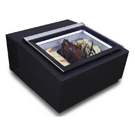 Combisteel Tafelmodel schepijsvitrine zwart  opent aan de klantzijde | 7292.0020 Combisteel Tafelmodel schepijsvitrine zwart  opent aan de klantzijde | 7292.0020