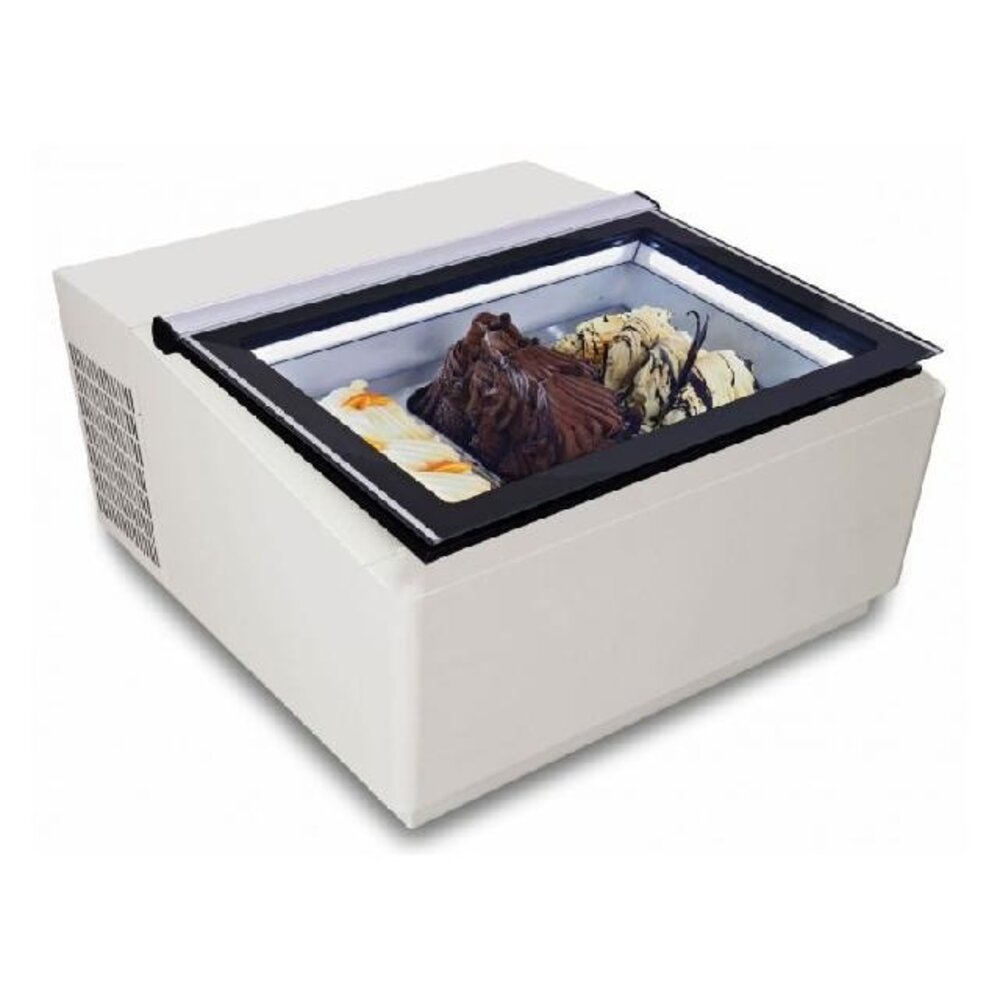 Combisteel Tafelmodel schepijsvitrine wit  opent aan de klantzijde | 7292.0015 Combisteel Tafelmodel schepijsvitrine wit  opent aan de klantzijde | 7292.0015