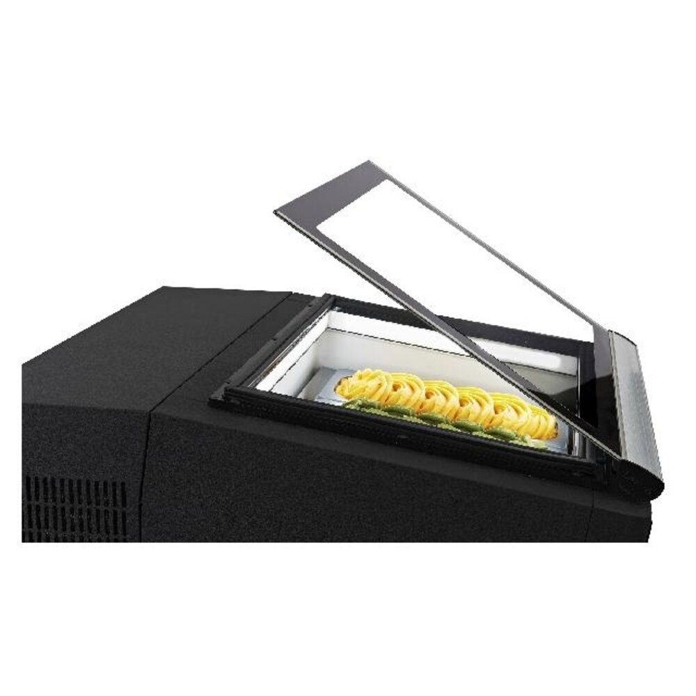 Combisteel Tafelmodel schepijsvitrine zwart  opent aan de bedieningszijde | 7292.0010 Combisteel Tafelmodel schepijsvitrine zwart  opent aan de bedieningszijde | 7292.0010