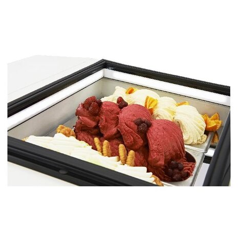 Combisteel Tafelmodel schepijsvitrine wit  opent aan de bedieningszijde | 7292.0005 Combisteel Tafelmodel schepijsvitrine wit  opent aan de bedieningszijde | 7292.0005