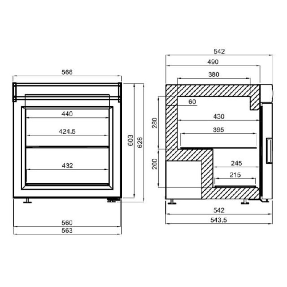 Combisteel Glasdeur vriezer tafelmodel tbv ijs | 7472.0200 Combisteel Glasdeur vriezer tafelmodel tbv ijs | 7472.0200