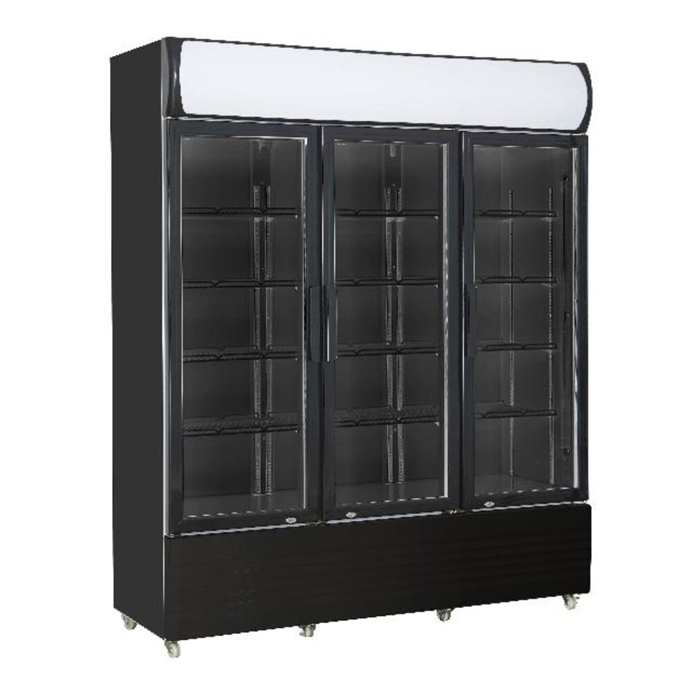 Combisteel Koelkast 3 glasdeuren zwart fcu-1200 bl | 7455.2115