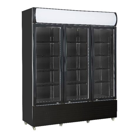 Combisteel Koelkast 3 glasdeuren zwart fcu-1200 bl | 7455.2115