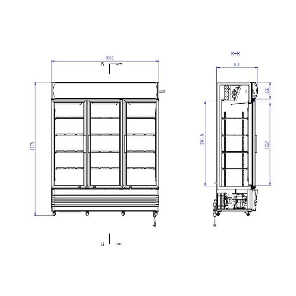 Combisteel Koelkast 3 glasdeuren zwart fcu-1200 bl | 7455.2115