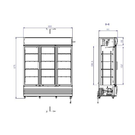Combisteel Koelkast 3 glasdeuren zwart fcu-1200 bl | 7455.2115