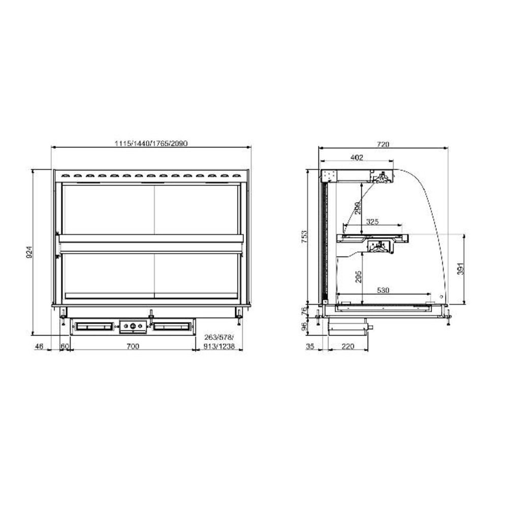 Combisteel Drop-in warmvitrine keramisch gebogen - wit 3 1 | 7495.0405