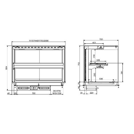 Combisteel Drop-in warmvitrine keramisch recht - zwart 5 1 | 7495.0340