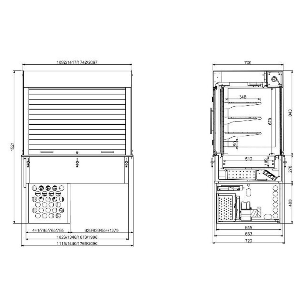 Combisteel Drop-in koelvitrine recht - jaloezieën 3 1 | 7495.0150