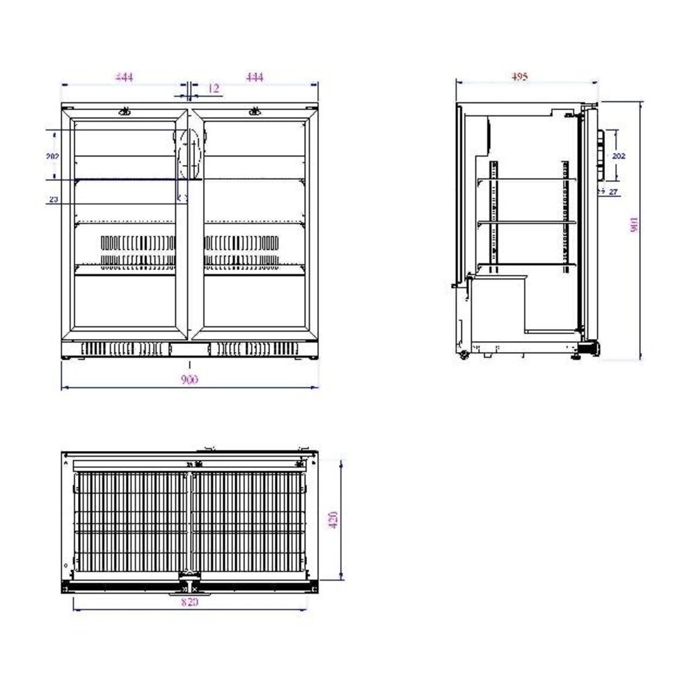 Combisteel Bar koeler zwart 2 deuren | 7527.0010 Combisteel Bar koeler zwart 2 deuren | 7527.0010