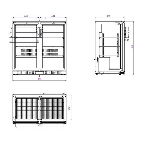 Combisteel Bar koeler zwart 2 deuren | 7527.0010 Combisteel Bar koeler zwart 2 deuren | 7527.0010