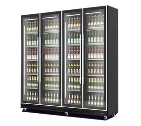 Combisteel 4-deurs zwart glazen koelkast Combisteel 4-deurs zwart glazen koelkast