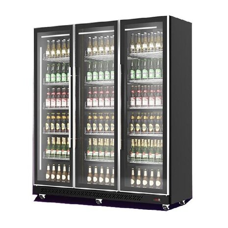 Combisteel 3-deurs zwart glas koelkast | 7526.0015 Combisteel 3-deurs zwart glas koelkast | 7526.0015