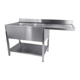 Combisteel 700 spoeltafel bodem met uitsp. vaatwasser demontabel 2 links 1600 Combisteel 700 spoeltafel bodem met uitsp. vaatwasser demontabel 2 links 1600