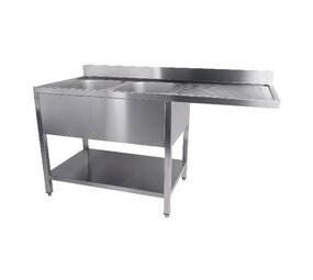 Combisteel 700 spoeltafel bodem met uitsp. vaatwasser demontabel 2 links 1600 Combisteel 700 spoeltafel bodem met uitsp. vaatwasser demontabel 2 links 1600