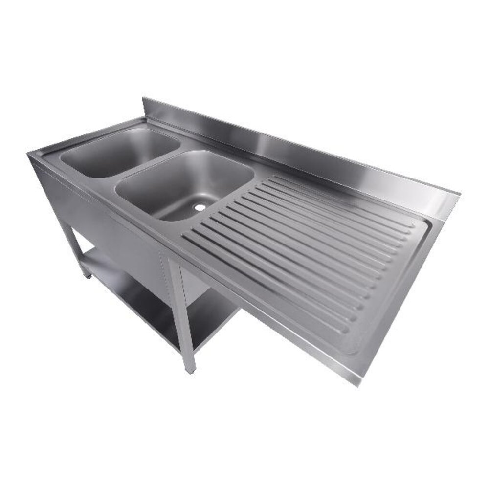 Combisteel 700 spoeltafel bodem met uitsp. vaatwasser demontabel 2 links 1600 | 7333.1420 Combisteel 700 spoeltafel bodem met uitsp. vaatwasser demontabel 2 links 1600 | 7333.1420