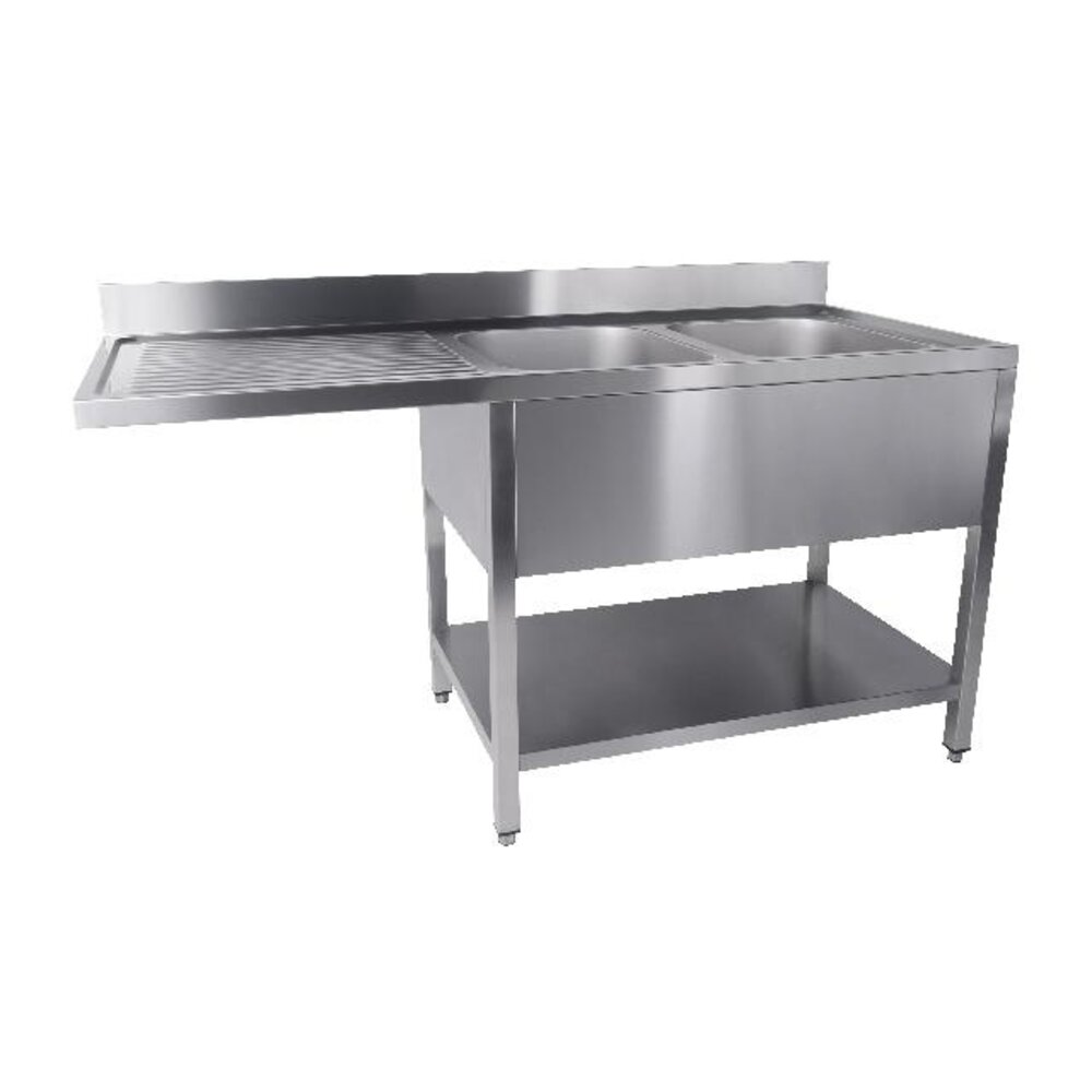 Combisteel 700 spoeltafel bodem met uitsp. vaatwasser demontabel 2 rechts 1600 | 7333.1425