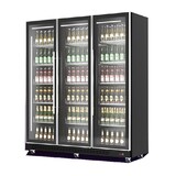 Combisteel 3-deurs zwart glas koelkast